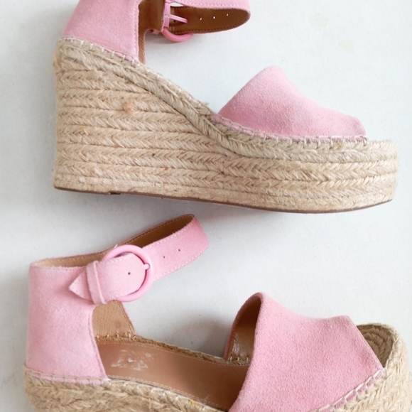Marc Fisher suede pink wedge platform espadrille sandals - Picture 12 of 16